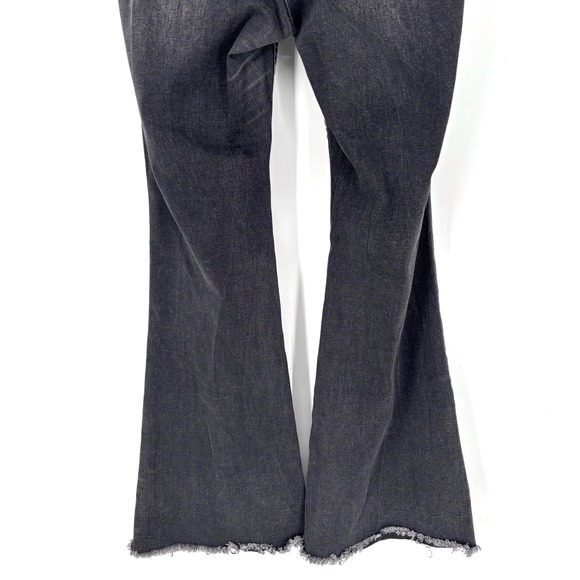 Altar'd State Arula Flare Jeans Sz 12 Black Paperbag Frayed High Rise Stretch - Picture 8 of 11
